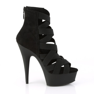 Pleaser DELIGHT-600-24 Blk Elastic Band-Faux Suede/Blk Matte