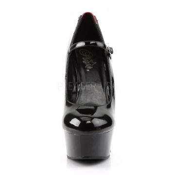 Pleaser DELIGHT-687FH Blk-Red Pat/Blk