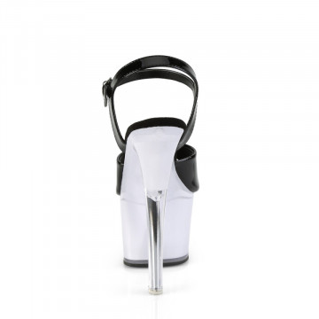 Pleaser DISCOLITE-709 Blk Pat/White Glow