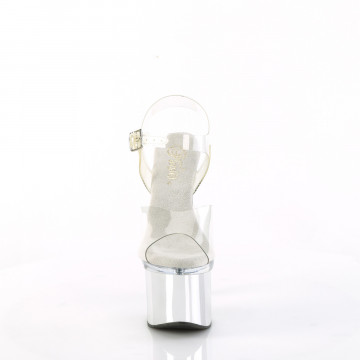 Pleaser ESTEEM-708 Clr/Clr-Slv Chrome