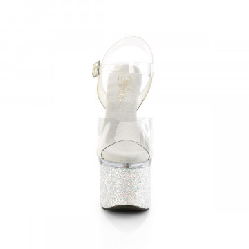 Pleaser ESTEEM-708LG Clr/Clr-Wht Multi Glitter