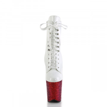 Pleaser FLAMINGO-1020HG Wht Holo Pat/Rainbow Glitter