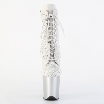Pleaser FLAMINGO-1020RM Silver Faux Sude-RS Mesh/Slv Matte
