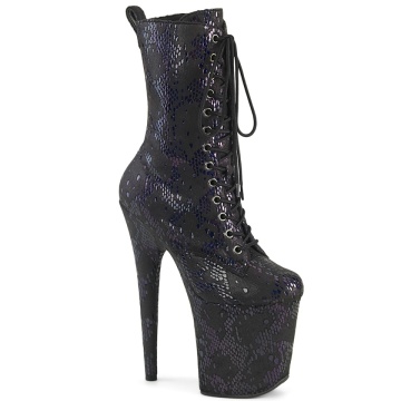 Pleaser FLAMINGO-1040SPF Blk Oil Slick Metallic Snake Print Fabric/M