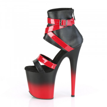 Pleaser FLAMINGO-800-15 Blk Faux Leather-Red Pat/Blk-Red Matte