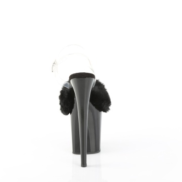 Pleaser FLAMINGO-808FUR Blk Faux Fur-Clr TPU/Blk