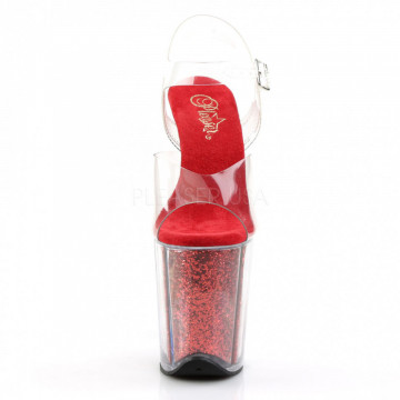 Pleaser FLAMINGO-808G Clr/Red Glitter