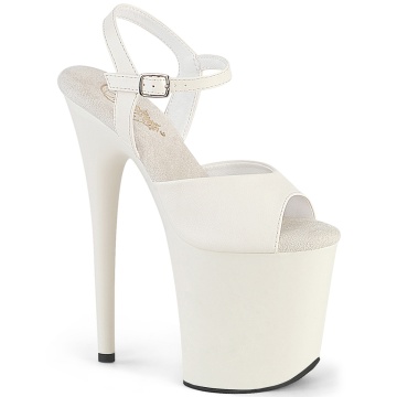 Pleaser FLAMINGO-809 Off-Wht Faux Leather/Off-Wht Matte