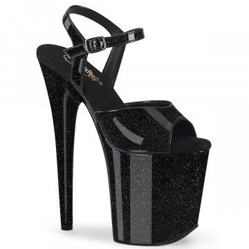 Pleaser FLAMINGO-809GP Blk Glitter Pat/M