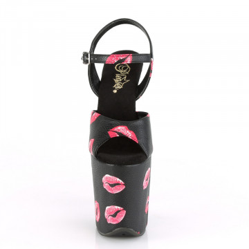 Pleaser FLAMINGO-809KISSES Blk Faux Leather/Blk Faux Leather