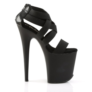 Pleaser FLAMINGO-869 Blk Elastic Band-Faux Leather/Blk Matte