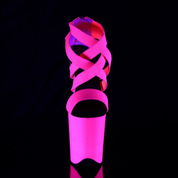Pleaser FLAMINGO-869UV Neon H. Pink Elastic Band-Pat/Neon H. Pink