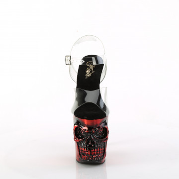Pleaser RAPTURE-808-LT Clr/Satin Red Chrome