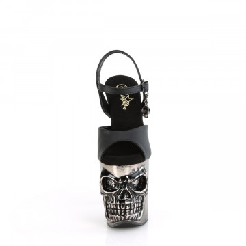 Pleaser RAPTURE-809-LT Blk Faux Leather/Satin Pewter Chrome