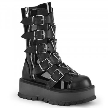 stivali Demonia SLACKER-160 Blk Pat-Vegan Leather - 8us 38eu