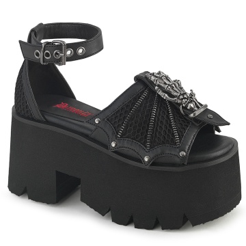 Demonia Cult ASHES-11 Blk Vegan Leather-Mesh