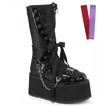 Demonia Cult DAMNED-120 Blk Vegan Leather-Pat