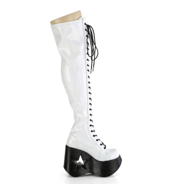 Demonia Cult DYNAMITE-300 Wht Stretch Holo