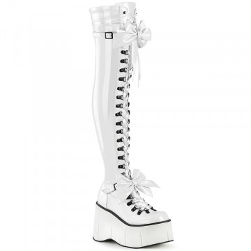Demonia Cult KERA-303 Wht Stretch Patent