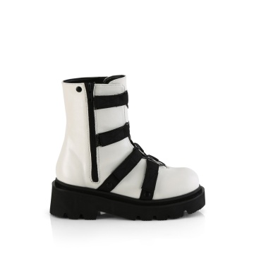 Demonia Cult RENEGADE-50 Wht Vegan Leather-Nylon