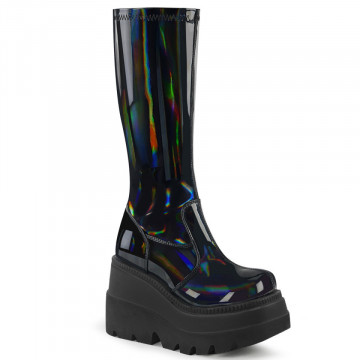 Demonia Cult SHAKER-65 Stretch Blk Pat Holo