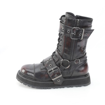 stivali uomo  Demonia Cult VALOR-220 Blk-Burgundy Rub-Off Vegan Leather