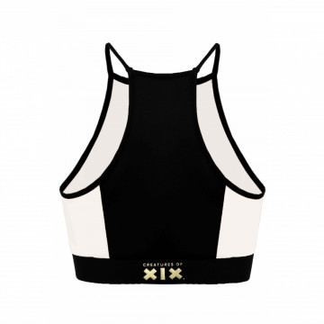 I S I S Goddess Halter Top - Black with White Mesh XS