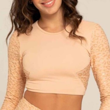 Paradise Chick CROP TOP Ultra grip SUPERHERO Leopard nude S