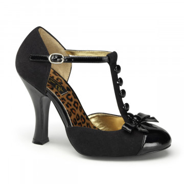 Pin Up Couture SMITTEN-10 Blk M. Suede-Blk Pat