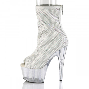 Pleaser ADORE-1031GM Wht Fabric-RS Mesh/Clr