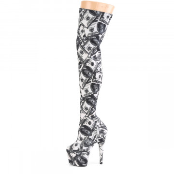 Pleaser ADORE-3000DP Wht-Blk Str. Fabric/Wht-Blk Fabric