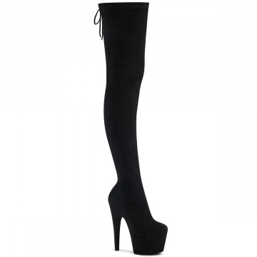 Pleaser ADORE-3008 Blk Stretch Faux Suede/Blk Faux Suede
