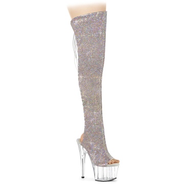 Pleaser ADORE-3019C-RS Slv AB RS-Faux Suede/Clr
