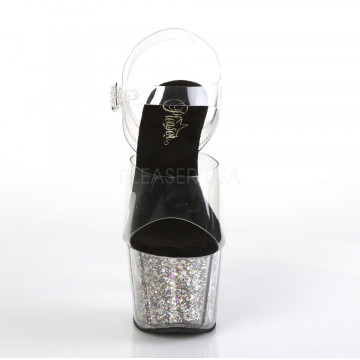 Pleaser ADORE-708CG Clr/Slv Confetti Glitter