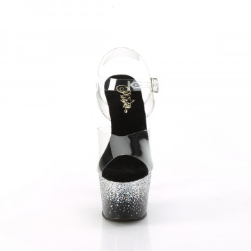 Pleaser ADORE-708SS Clr/Blk-Slv Multi Glitter