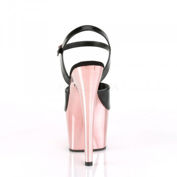Pleaser ADORE-709 Blk Pat/Rose Gold Chrome