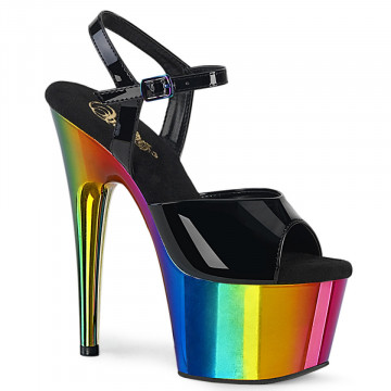 Pleaser ADORE-709RC Blk Pat/Rainbow Chrome
