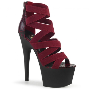 Pleaser ADORE-748SP Wine Elastic Band-Snake Print Pat/Blk Matte 9us 39eu