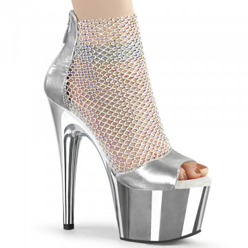 Pleaser ADORE-765RM Slv Metallic Pu-RS Mesh/Slv Chrome