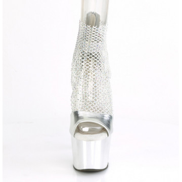 Pleaser ADORE-765RM Slv Metallic Pu-RS Mesh/Slv Chrome