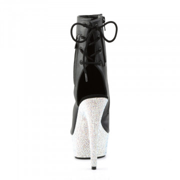 Pleaser BEJEWELED-1018DM-6 Blk Faux Leather/Slv Multi RS