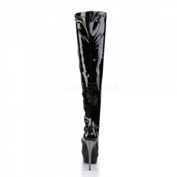 Pleaser BLONDIE-3000 Blk Str Pat/Blk-Pewter Chrome