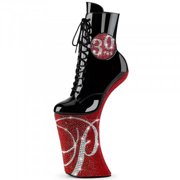 Pleaser CRAZE-1040FH Blk-Red Pat/Blk Red 4.100 strass a mano