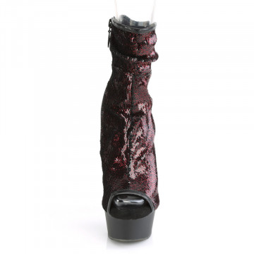 Pleaser DELIGHT-1008SQ Burgundy Sequins/Blk Matte
