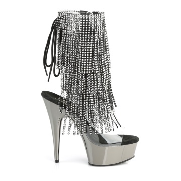 Pleaser DELIGHT-1017RSF Clr-Blk/Dark Pewter Chrome