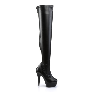 Pleaser DELIGHT-3000 Blk Str Faux Leather/Blk Matte