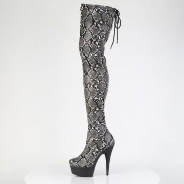 Pleaser DELIGHT-3008SP-BT Grey-Blk Snake Print/Blk Matte