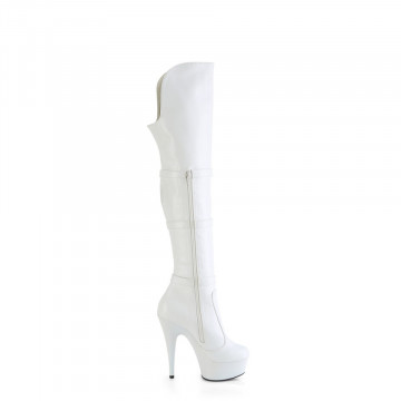 Pleaser DELIGHT-3018 Wht Str. Faux Leather/Wht Matte
