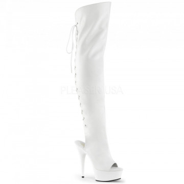 Pleaser DELIGHT-3019 Wht Faux Leather/Wht