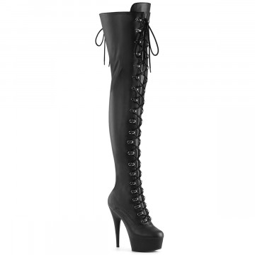 Pleaser DELIGHT-3022 Blk Faux Leather/Blk Matte